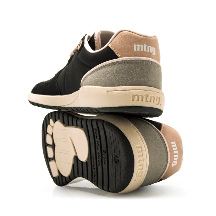 Zapatillas Mustang barefoot Free Apolo de mujer negras con detalles rosa y gris - Querol online
