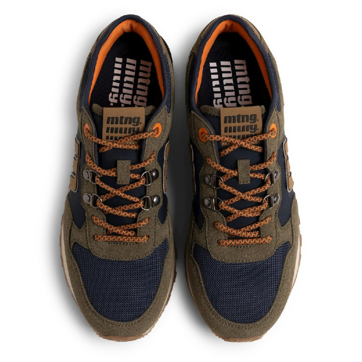Zapatillas deportivas Mustang Joggo Track de hombre verde kaki y azul marino con detalles camel - Querol online