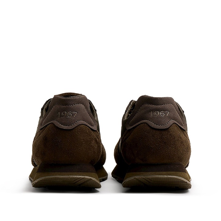 Zapatillas deportivas Mustang Porland Classic de hombre marrón kaki con detalles de ante estilo retro - Querol online