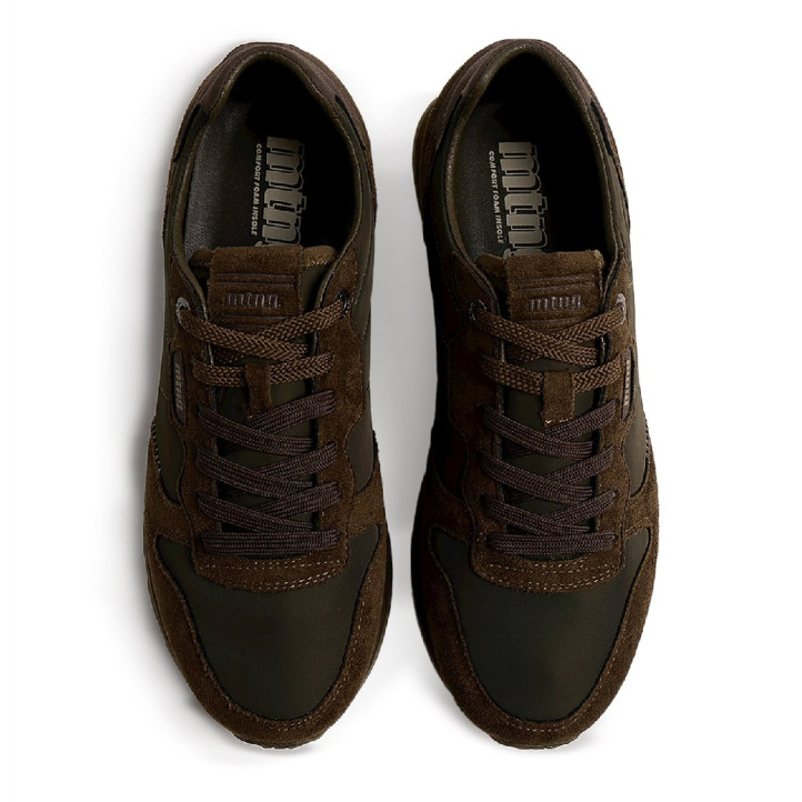 Zapatillas deportivas Mustang Porland Classic de hombre marrón kaki con detalles de ante estilo retro - Querol online