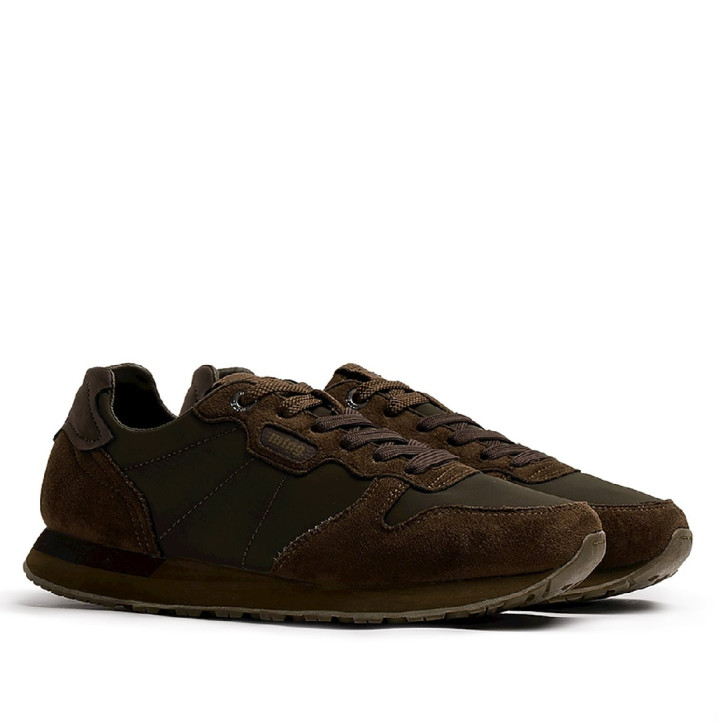 Zapatillas deportivas Mustang Porland Classic de hombre marrón kaki con detalles de ante estilo retro - Querol online