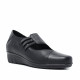 Sabates de falca Suite009 de pell de dona negres amb falca i tires elàstiques - Querol online