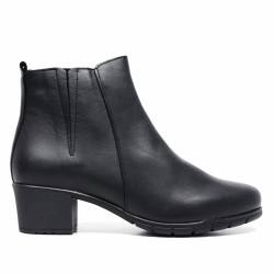 Botins Suite009 de pell de dona negres amb taló mitjà i cremallera lateral - Querol online