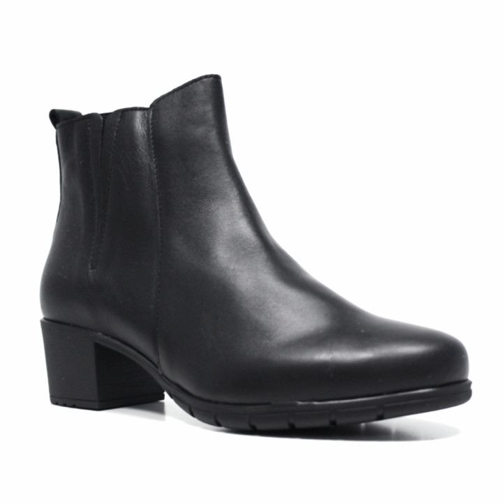 Botines Suite009 de piel de mujer negros con tacón medio y cremallera lateral - Querol online