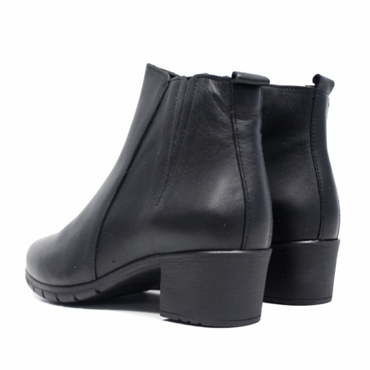 Botins Suite009 de pell de dona negres amb taló mitjà i cremallera lateral - Querol online