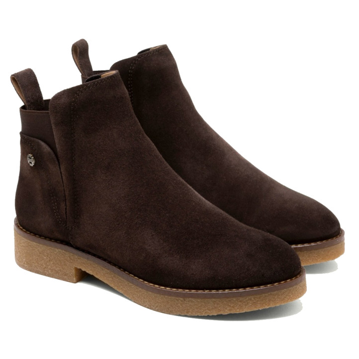 BOTINES DE PIEL CON ELÁSTICOS ISABEL MOKA PORRONET - Querol online