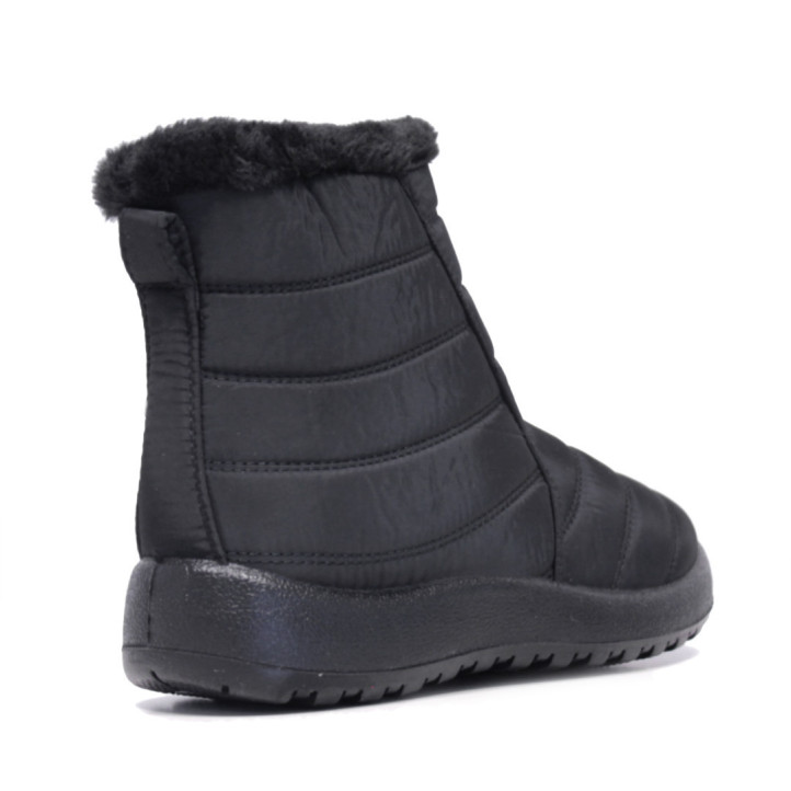 Botins encoixinats de dona negres amb folre de pèl i cremallera lateral - Querol online