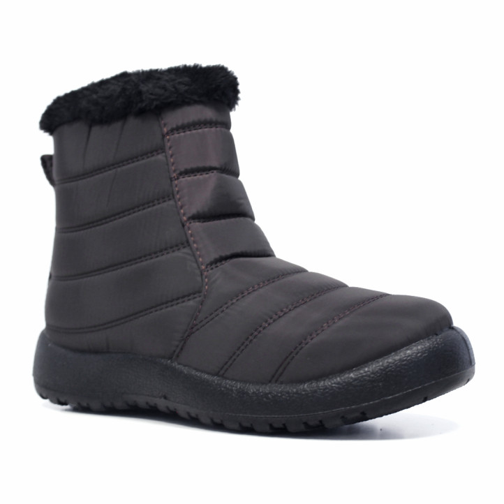 Botins encoixinats de dona marró xocolata fosc amb folre de pèl i cremaller - Querol online