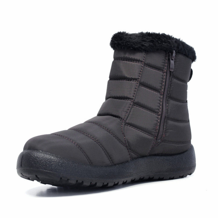 Botins encoixinats de dona marró xocolata fosc amb folre de pèl i cremaller - Querol online