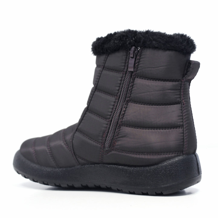 Botins encoixinats de dona marró xocolata fosc amb folre de pèl i cremaller - Querol online