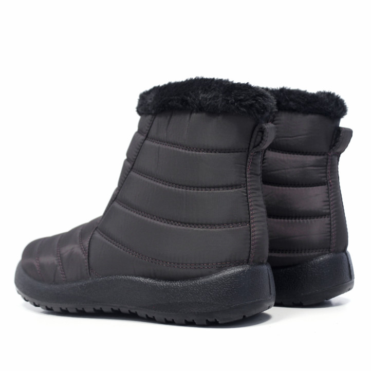 Botins encoixinats de dona marró xocolata fosc amb folre de pèl i cremaller - Querol online