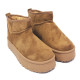 Botines australianos de mujer color cuero con plataforma y forro de pelo - Querol online