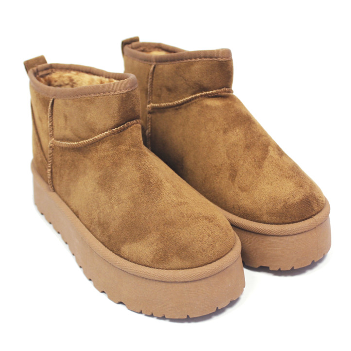 Botins australians de dona color cuir amb plataforma i folre de pèl - Querol online