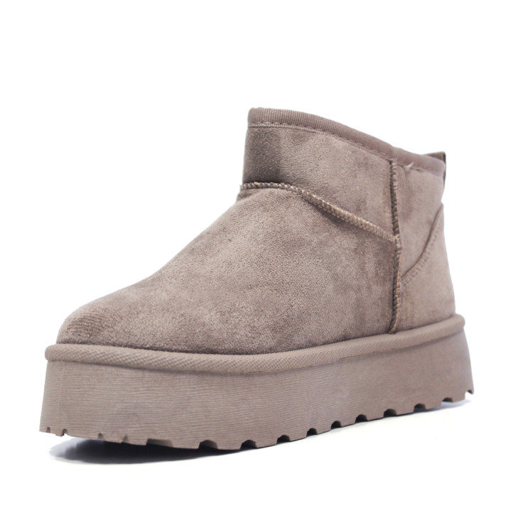 Botines Querol australianos de mujer color taupe con plataforma y forro de pelo - Querol online