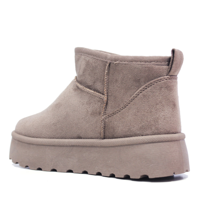 Botines Querol australianos de mujer color taupe con plataforma y forro de pelo - Querol online