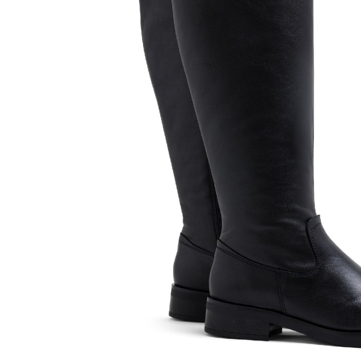Botas planas Porronet Jana de piel negras con tacón bajo y caña hasta la rodilla - Querol online