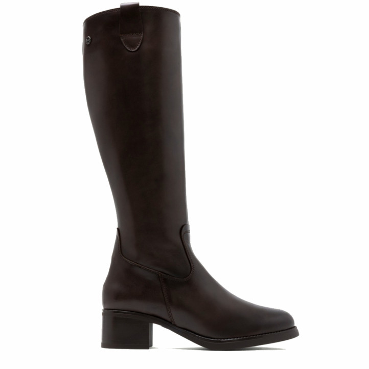 BOTINES DE PIEL DE TACÓN OLIVIA MOKA PORRONET - Querol online