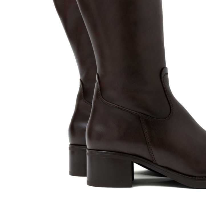 BOTINES DE PIEL DE TACÓN OLIVIA MOKA PORRONET - Querol online