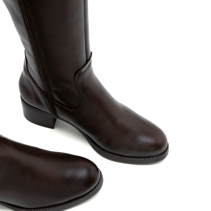 BOTINES DE PIEL DE TACÓN OLIVIA MOKA PORRONET - Querol online