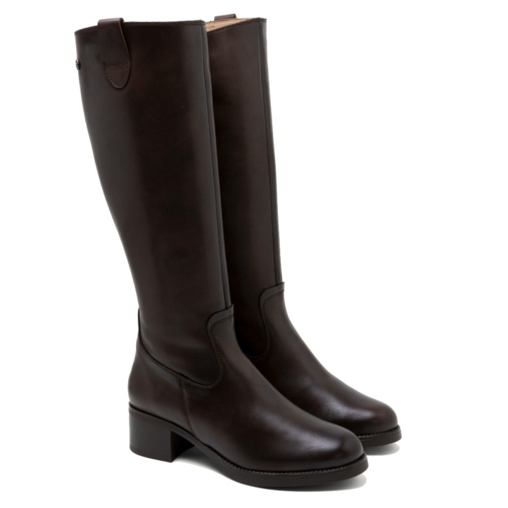 BOTINES DE PIEL DE TACÓN OLIVIA MOKA PORRONET - Querol online
