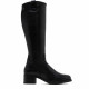 Botas tacón Porronet Olivia de piel negras con tacón ancho y tiradores - Querol online