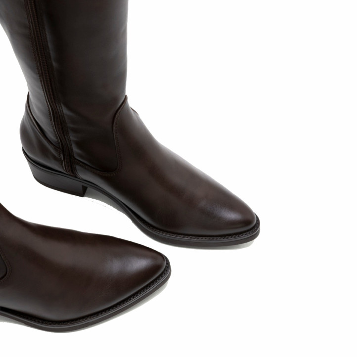 BOTAS DE PIEL NEGRO CON CREMALLERA MÓNICA MOKA PORRONET - Querol online