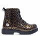 Botines DOCKERS militares de niña con estampado de leopardo dorado y acabado brillante - Querol online