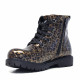Botines DOCKERS militares de niña con estampado de leopardo dorado y acabado brillante - Querol online