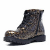 Botins DOCKERS militars de nena amb estampat de lleopard daurat i acabat brillant
