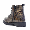 Botines DOCKERS militares de niña con estampado de leopardo dorado y acabado brillante
