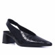 Zapatos tacón Querol destalonados negros con efecto cocodrilo y tacón - Querol online