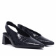 Zapatos tacón Querol destalonados negros con efecto cocodrilo y tacón - Querol online