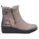 Botines Amarpies de mujer en color taupe con cuña, pelo y detalles metalizados - Querol online