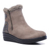 Botines Amarpies de mujer en color taupe con cuña, pelo y detalles metalizados