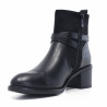 Botines tacón Amarpies de mujer negros con tacón ancho, elásticos y hebilla decorativa