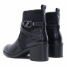 Botines tacón Amarpies de mujer negros con tacón ancho, elásticos y hebilla decorativa