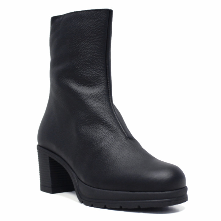 Botins de taló Redlove Astrid negres de pell amb taló ample i plataforma - Querol online
