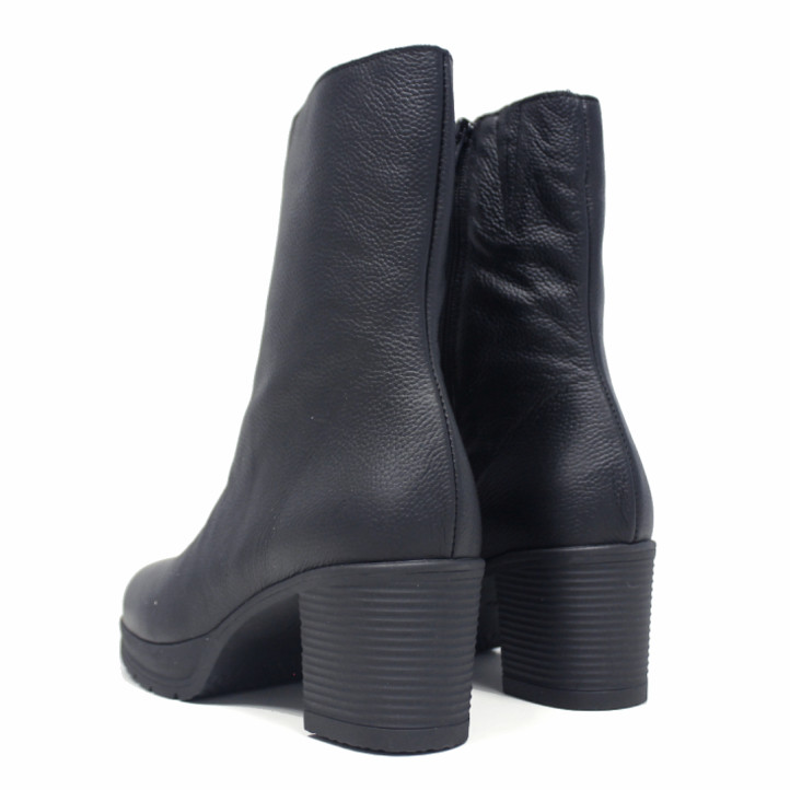 Botins de taló Redlove Astrid negres de pell amb taló ample i plataforma - Querol online