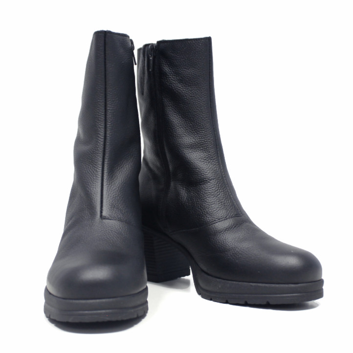 Botines tacón Redlove Astrid negros de piel con tacón ancho y plataforma - Querol online