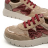 Zapatillas Mysoft Cypress de mujer taupe con detalles burdeos y plataforma