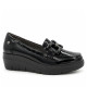 Mocassí Mysoft de dona negres de xarol amb baula decorativa i falca - Querol online