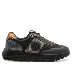 Zapatillas Mysoft Spruce de mujer negras y grises con detalles metalizados y plataforma - Querol online