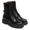 Botines Nero Giardini militares de piel negra para mujer con cordones y suela track