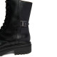 Botines Nero Giardini militares de piel negra para mujer con cordones y suela track - Querol online