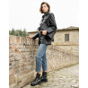 Botines Nero Giardini militares de piel negra para mujer con cordones y suela track