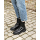 Botines Nero Giardini militares de piel negra para mujer con cordones y suela track - Querol online