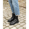 Botins Nero Giardini militars de pell negra per a dona amb cordons i sola track