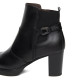 Botines tacón Nero Giardini de piel negra para mujer con tacón de bloque y detalle de hebilla - Querol online
