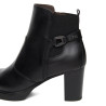 Botines tacón Nero Giardini de piel negra para mujer con tacón de bloque y detalle de hebilla