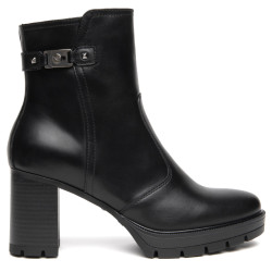 Botines Nero Giardini de piel negra para mujer con tacón de bloque de 8 cm y plataforma - Querol online